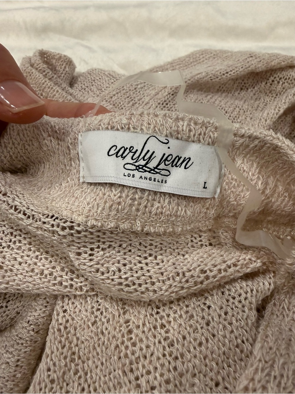 Carly Jean Los Angeles Molly Knit Duster- TAN/BEIGE L - Picture 8 of 8